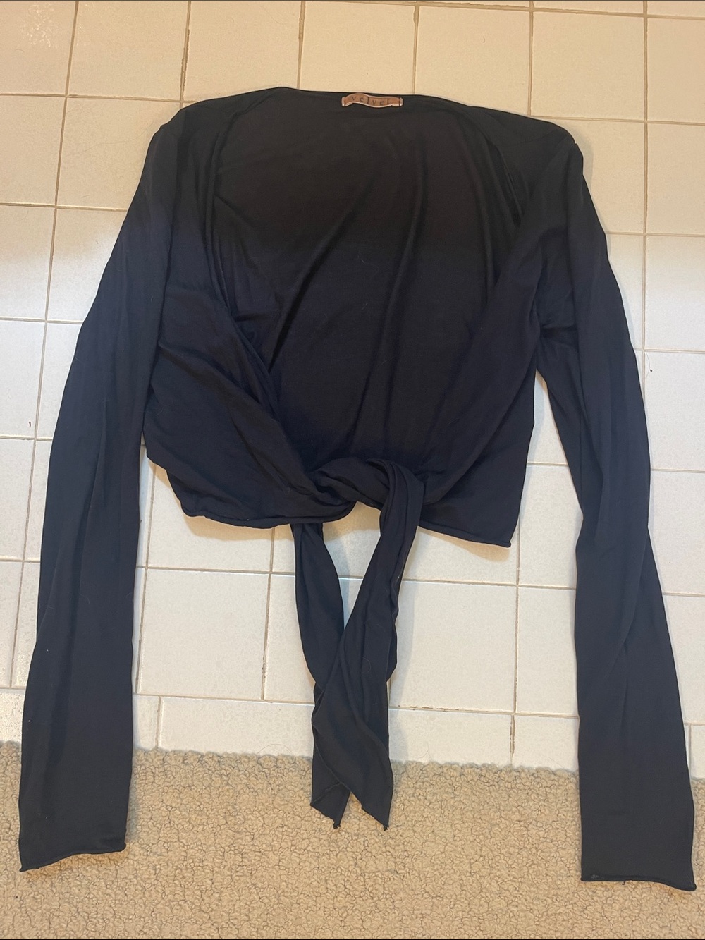 Women’s Black Tie-Front Long-Sleeve Cardigan